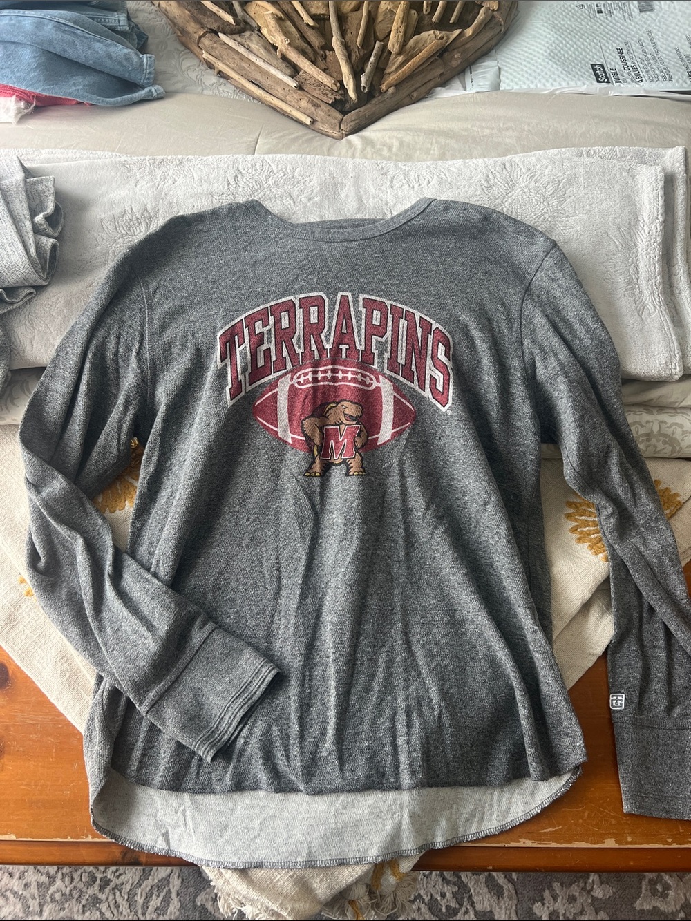 Tailgate Terrapins Gray Long Sleeve Football Graphic Tee